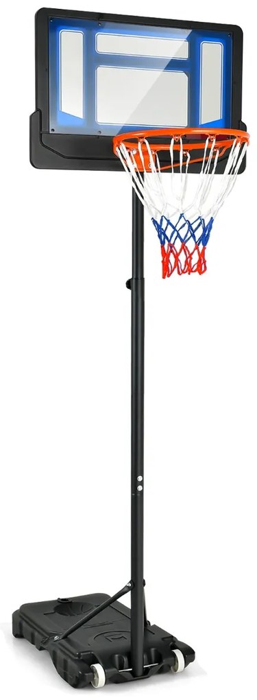 Cesto de basquetebol para crianças com altura ajustável 132-250 cm resistente às intempéries Azul e Preto