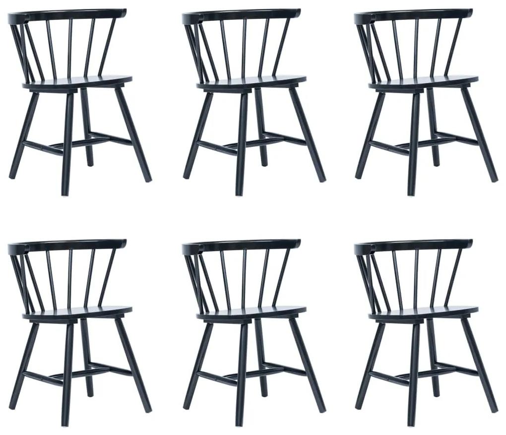 Cadeiras de jantar 6 pcs madeira de seringueira maciça preto
