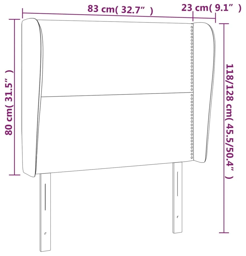 Cabeceira de cama c/ abas tecido 83x23x118/128 cm creme