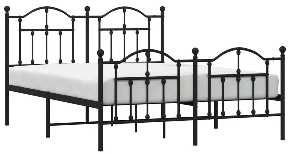 Estrutura de cama com cabeceira e pés 140x190 cm metal preto