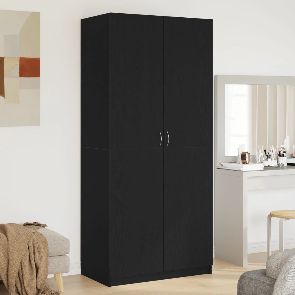 Guarda-roupa vidaXL Carvalho Preto 90x52x200 cm Madeira engenheirada