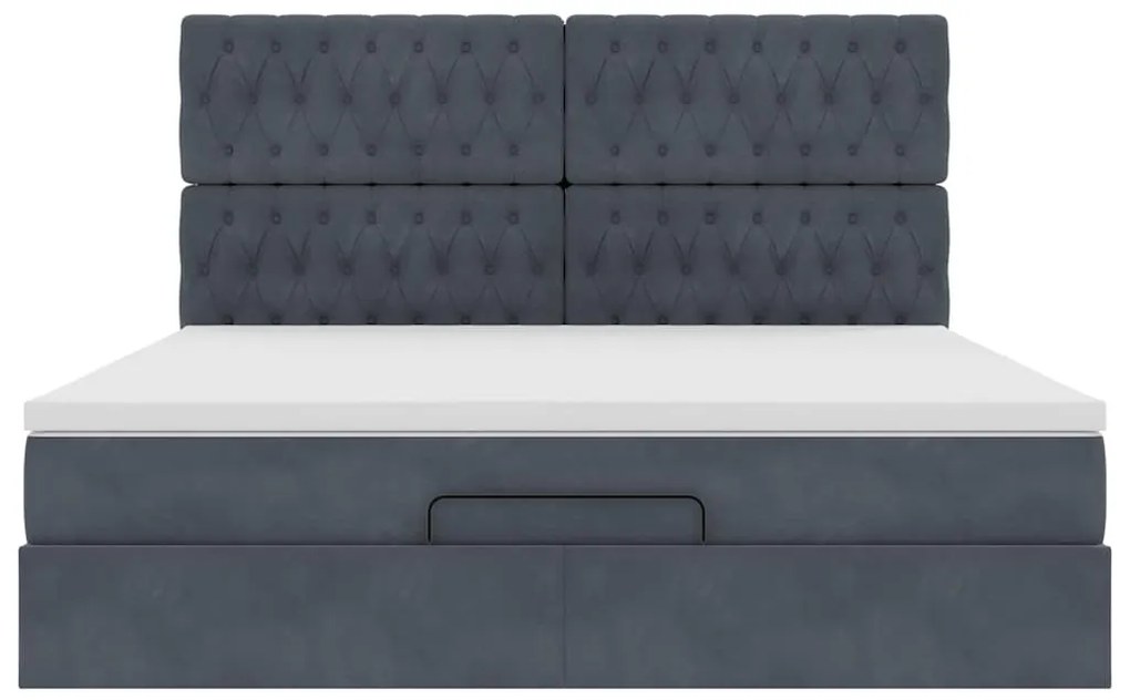 Estrutura cama otomana colchões 160x200 cm cinzento escuro
