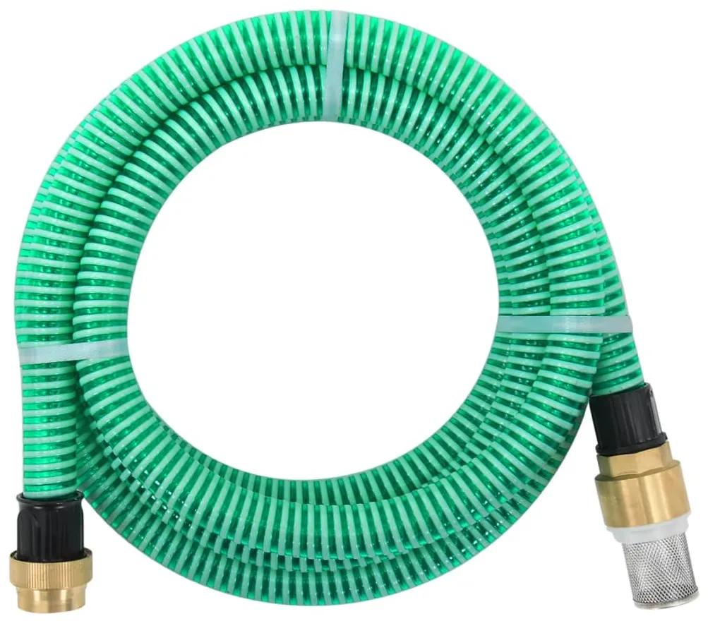 151052 vidaXL Mangueira de sucção com conectores de latão 1,1" 25 m PVC verde