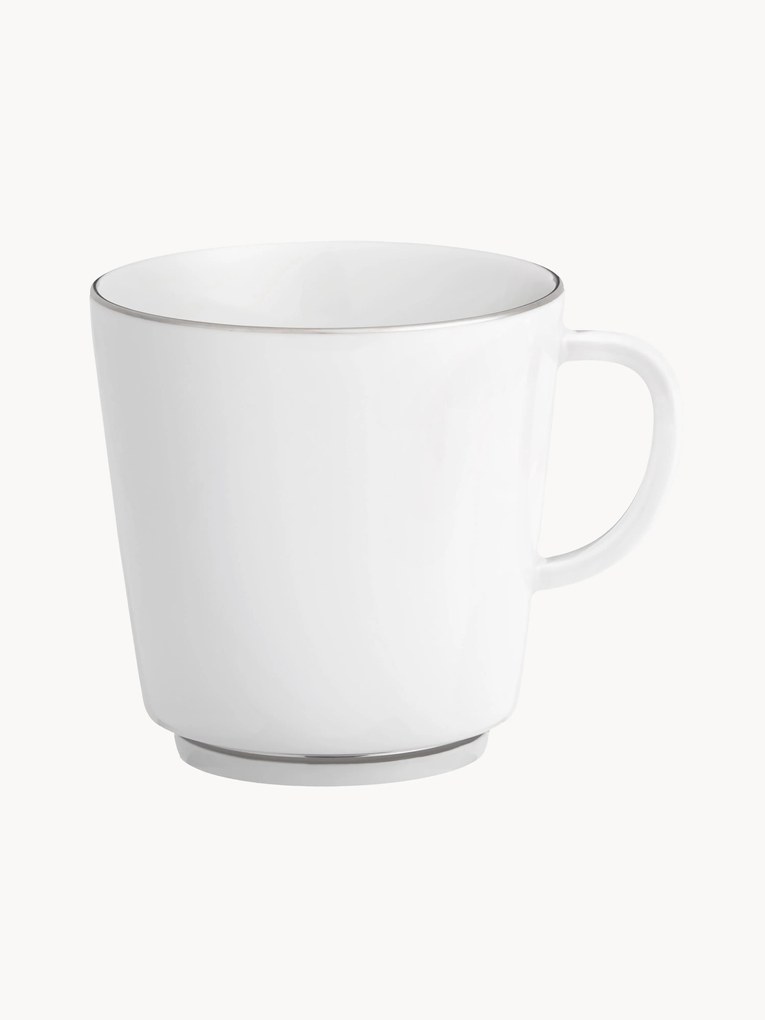 Canecas de porcelana artesanal com rebordo em platina pintado à mão Vitruv, 2 uni.