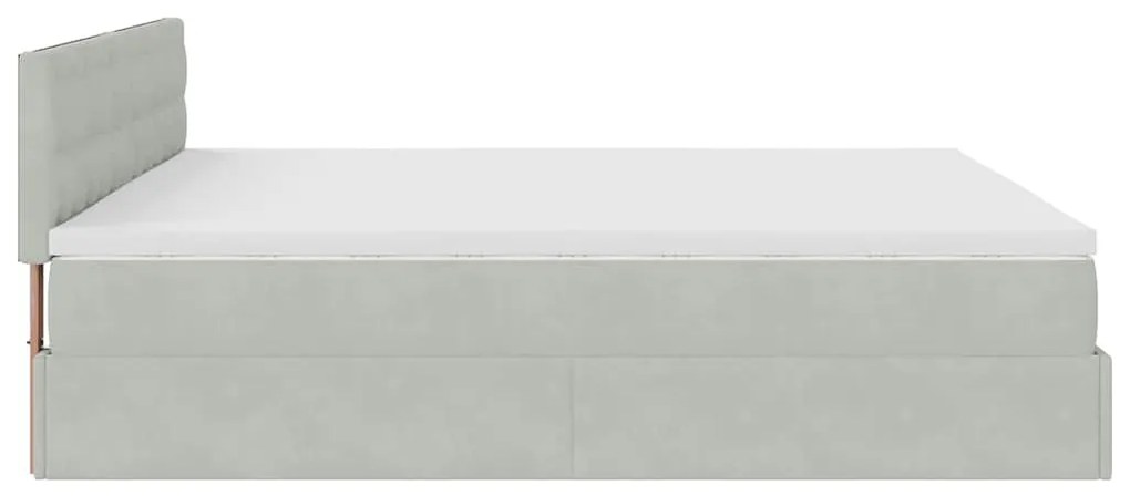 Estrutura de cama otomana com colchão 200x200 cm cinzento claro