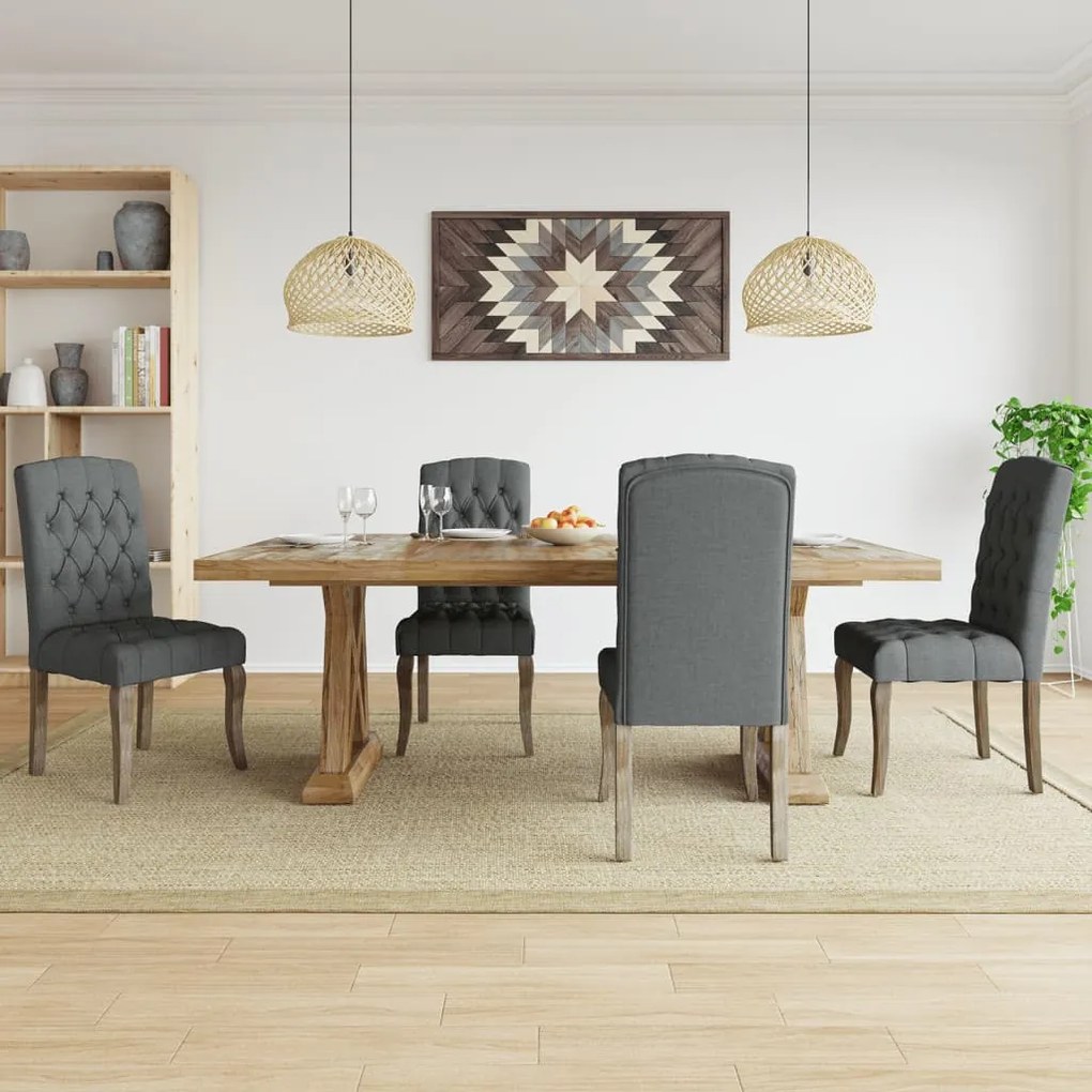vidaXL Cadeiras de jantar 4 pcs tecido aspeto linho cinzento