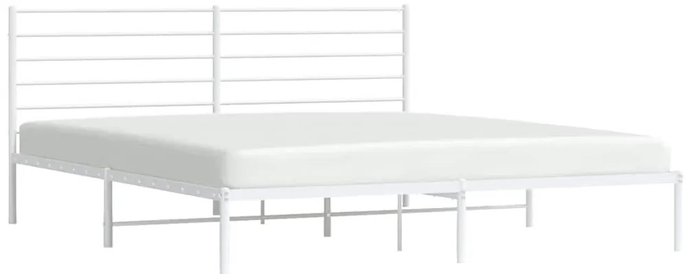 Estrutura de cama com cabeceira 193x203 cm metal branco