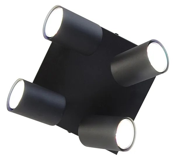 LED Candeeiro de teto inteligente quadrado preto com 4 GU10 Wi-Fi - Jeana Moderno