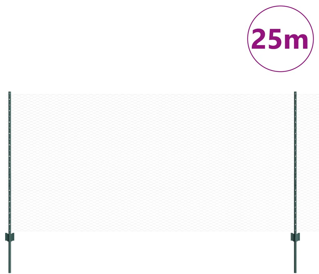 Postes de Cerca vidaXL 5 pcs U-Channel Verde 120 cm Aço