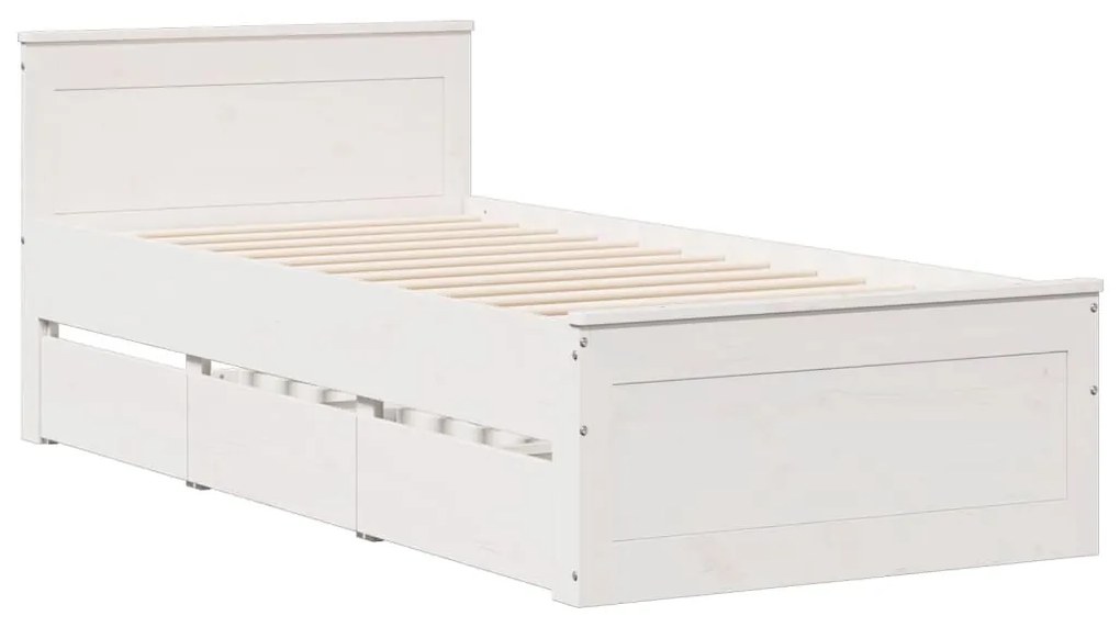 Cama com estante sem colchão 90x200 cm pinho maciço branco