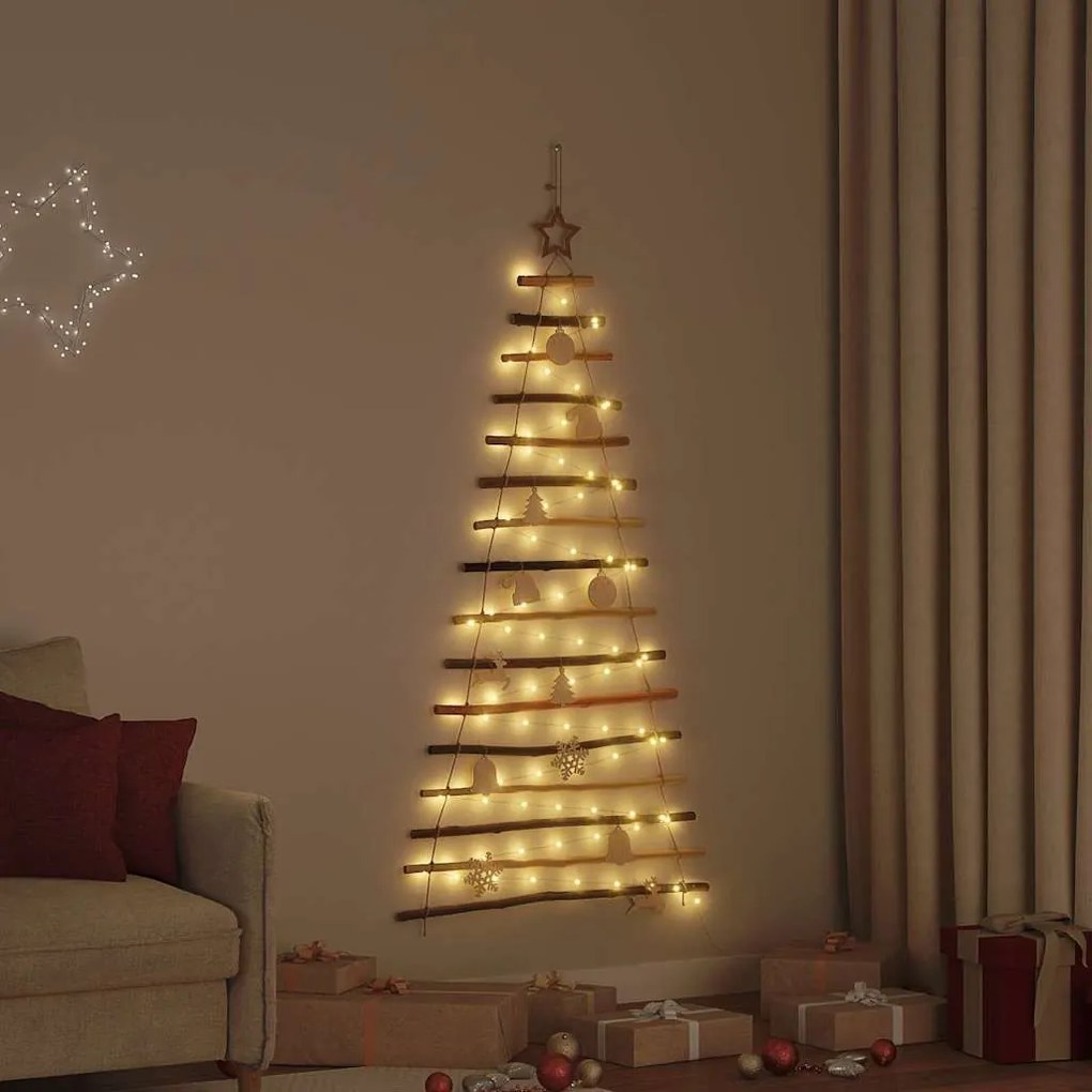 vidaXL Árvore de Natal com 80 LEDs Natural 150 cm freixo maciço