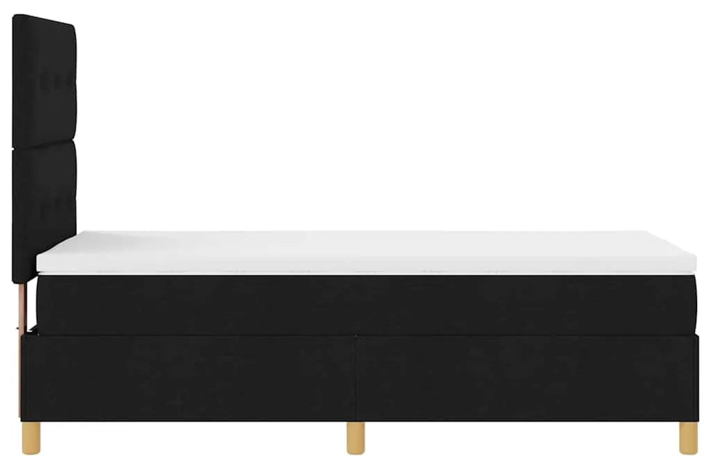 Cama Box com Colchão e LED Preto 100x200 cm Tecido