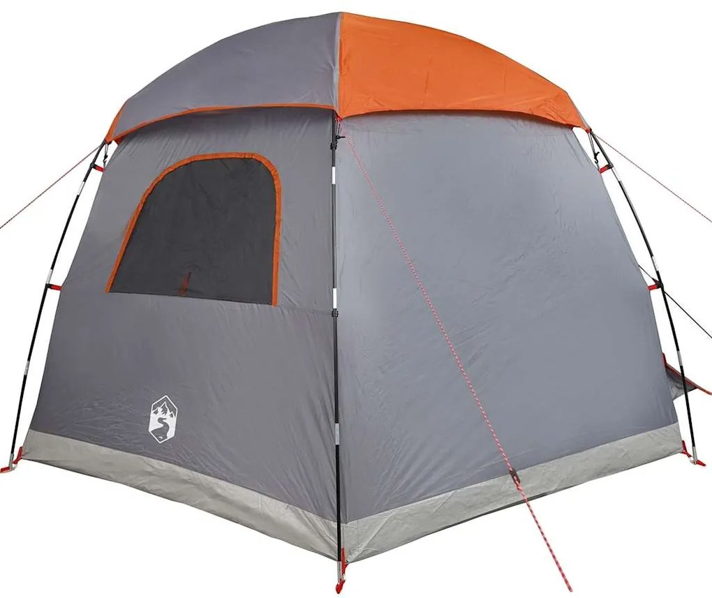 Tenda familiar estilo Igloo 6 pessoas imperm. cinza/laranja