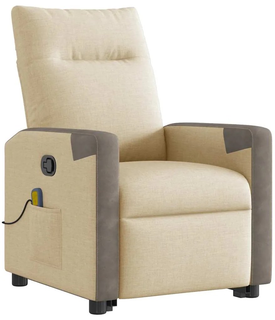 Poltrona elevatória de massagens tecido cor creme