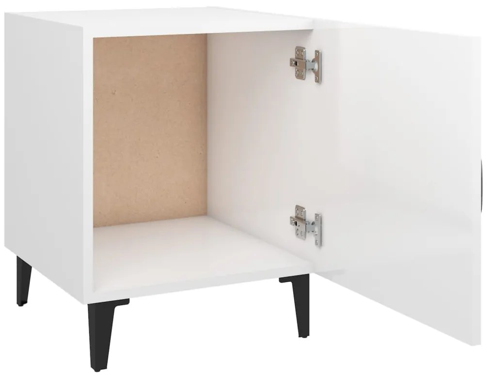 Mesas de cabeceira 2 pcs madeira processada branco brilhante