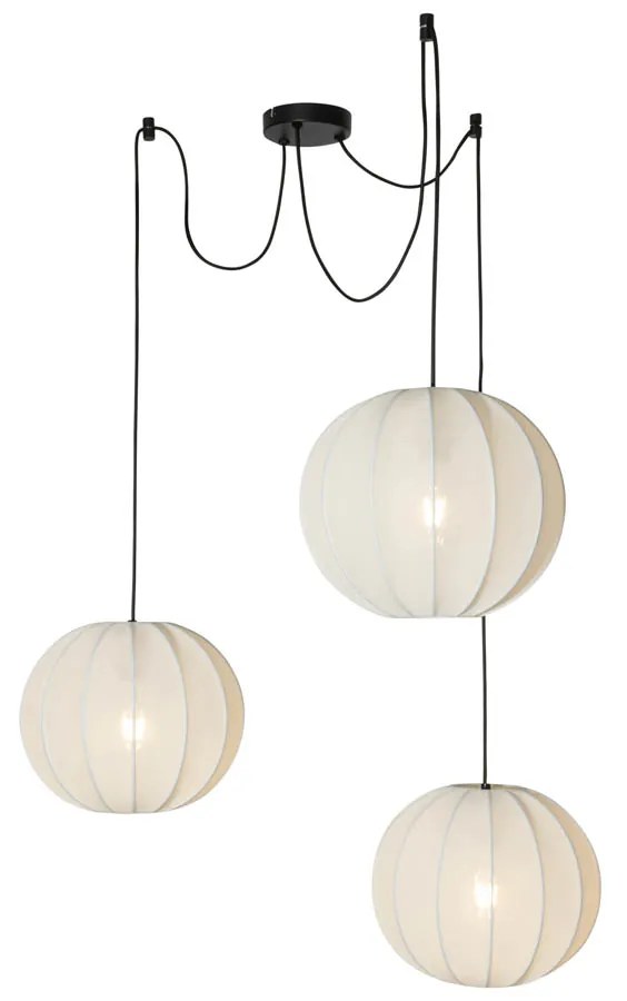 Candeeiro de suspensão design branco seda 30 cm 3 luzes - Plu Design