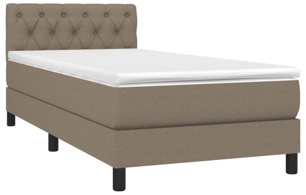 Cama box spring + colchão/LED 80x200cm tecido cinza-acastanhado