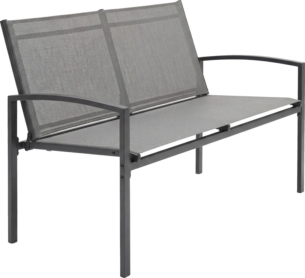 Outsunny Banco de jardim 2-Sitzer resistente às intempéries Metal Banco exterior com assento respirável apoios de braço curvos 112 x 66 x 80 cm Cinza | Aosom Portugal
