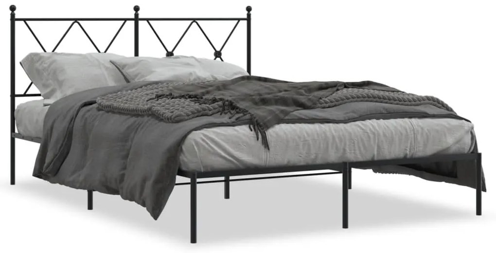 Estrutura de cama com cabeceira 140x190 cm metal preto