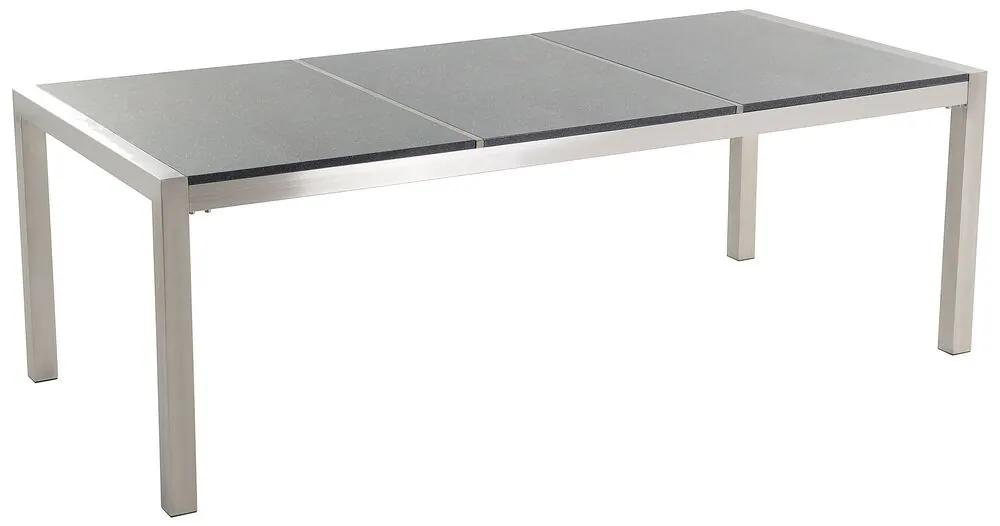Conjunto de mesa com tampo triplo granito polido cinzento 220 x 100 cm e 8 cadeiras rattan sintético GROSSETO Beliani