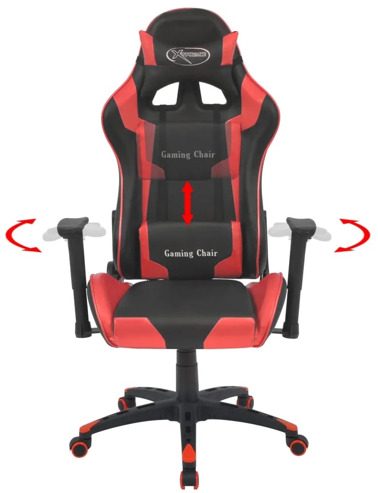 Cadeira escritório reclin. estilo corrida pele artif. vermelho