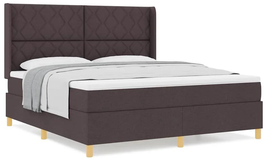 Cama Box com Colchão Marrom Escuro 180x200 cm Tecido
