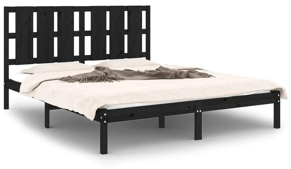 Estrutura de cama king 150x200 cm madeira maciça preto