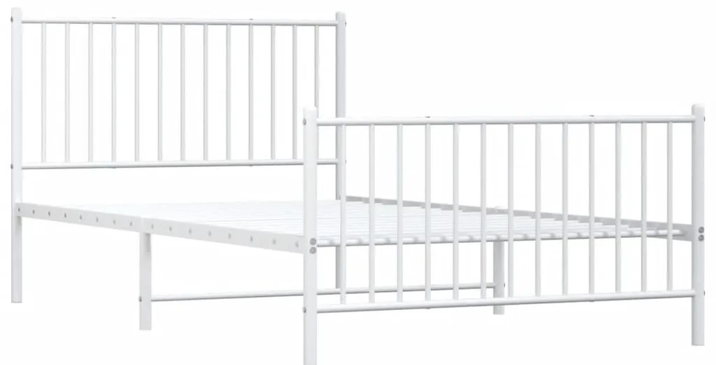 Estrutura de cama com cabeceira e pés 107x203 cm metal branco