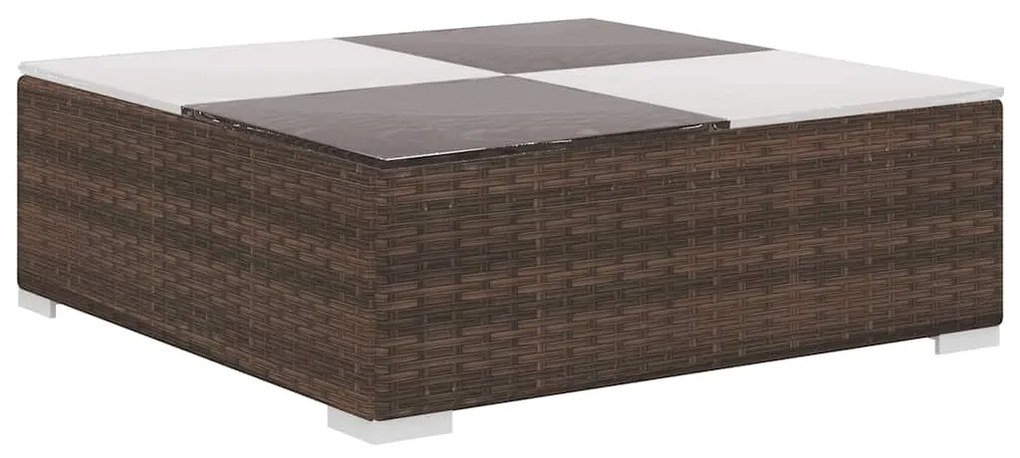 8 pcs conjunto lounge jardim c/ almofadões vime PE castanho