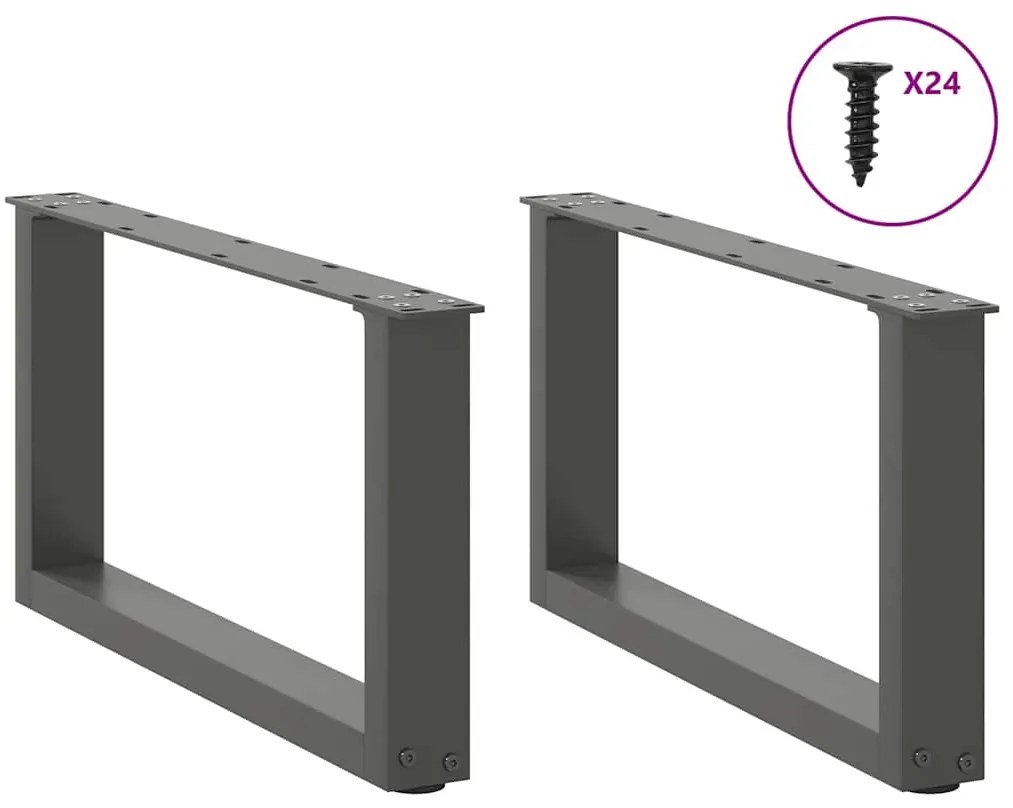 Pés para mesa de centro em forma de U, 2 peças, antracite, 60x(30-31)