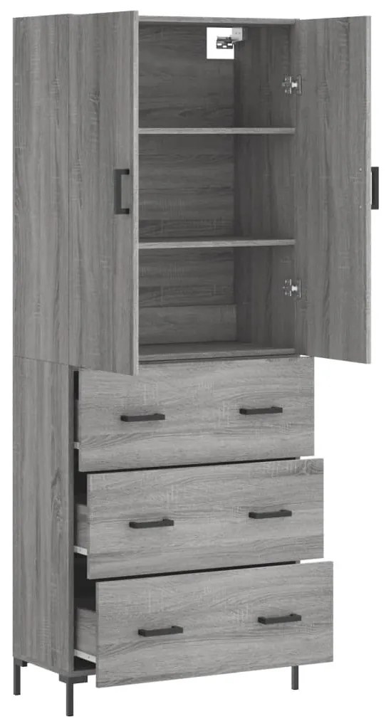 Armário alto 69,5x34x180 cm derivados de madeira sonoma cinza