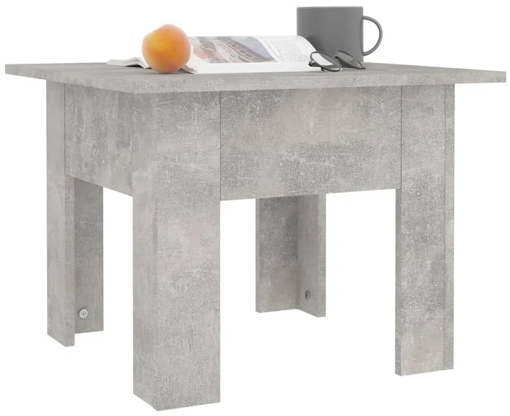 Mesa de centro 55x55x42 cm contraplacado cinzento cimento