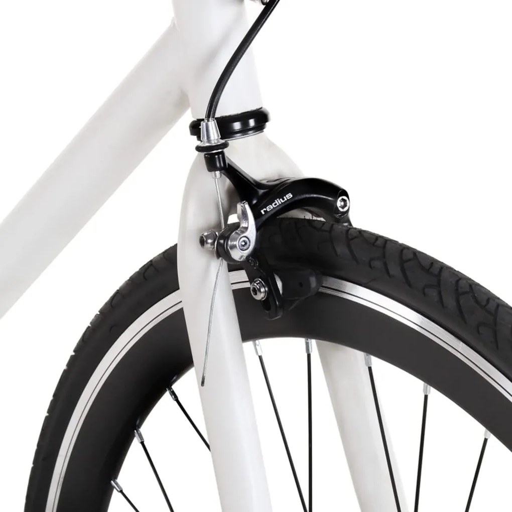 Bicicleta de mudanças fixas 700c 59 cm branco e preto