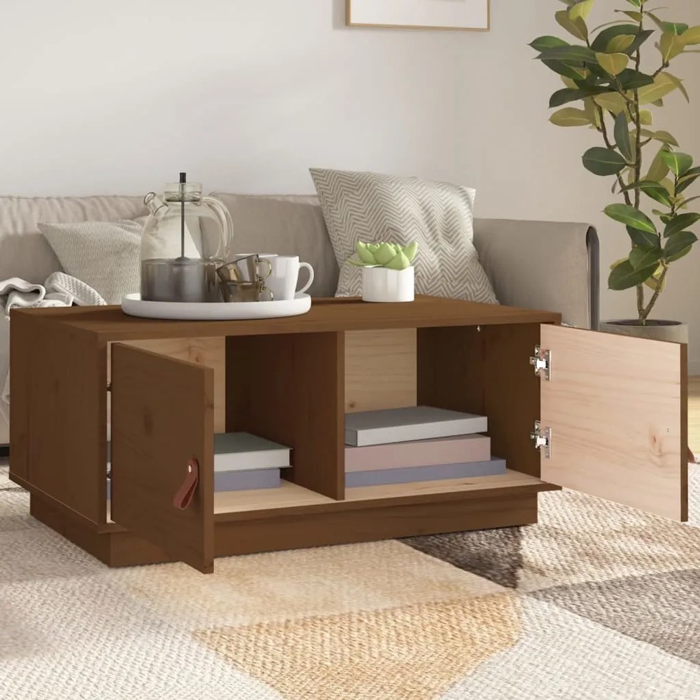 Mesa de centro 80x50x35 cm pinho maciço castanho mel