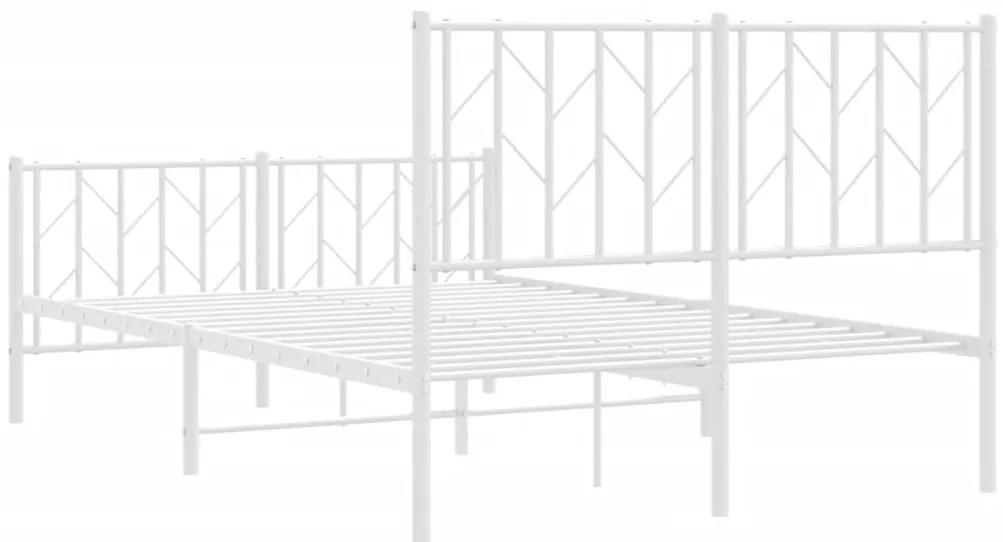 Estrutura de cama com cabeceira e pés 120x190 cm metal branco