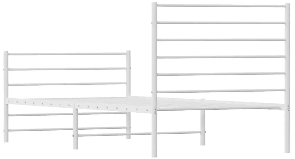 Estrutura de cama com cabeceira e pés 90x190 cm metal branco