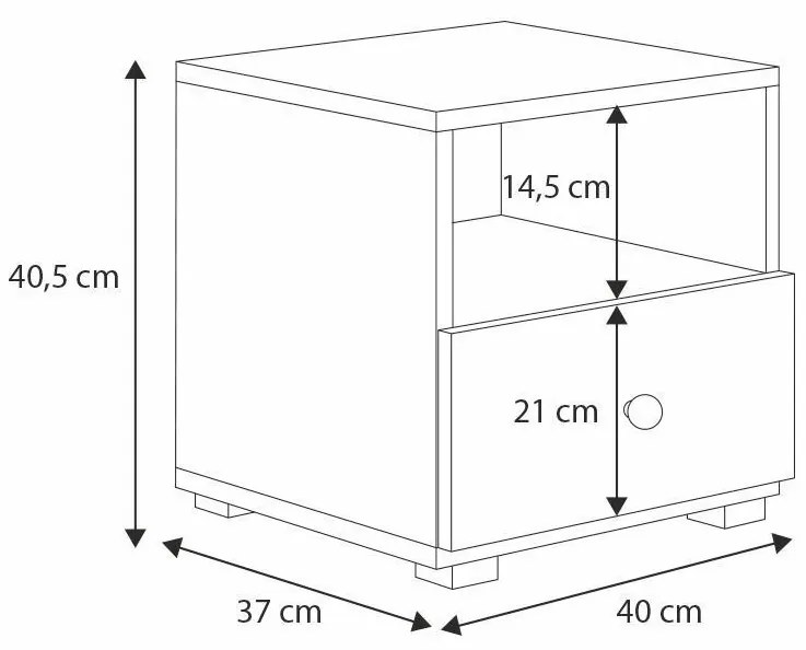 Mesa de cabeceira Emi - branca/cinzenta