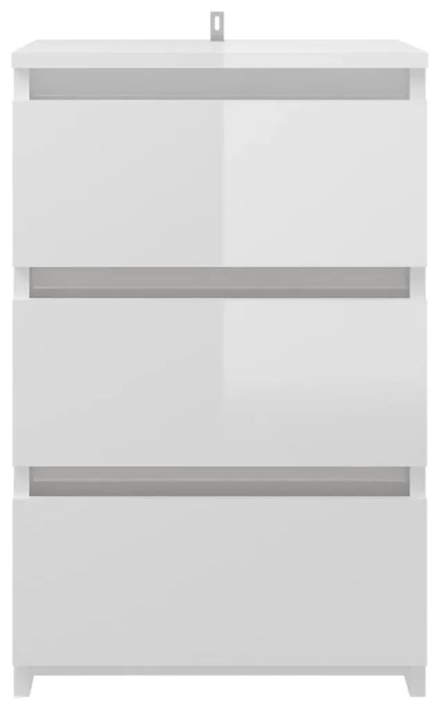 Mesa de cabeceira 40x35x62,5 cm contraplacado branco brilhante