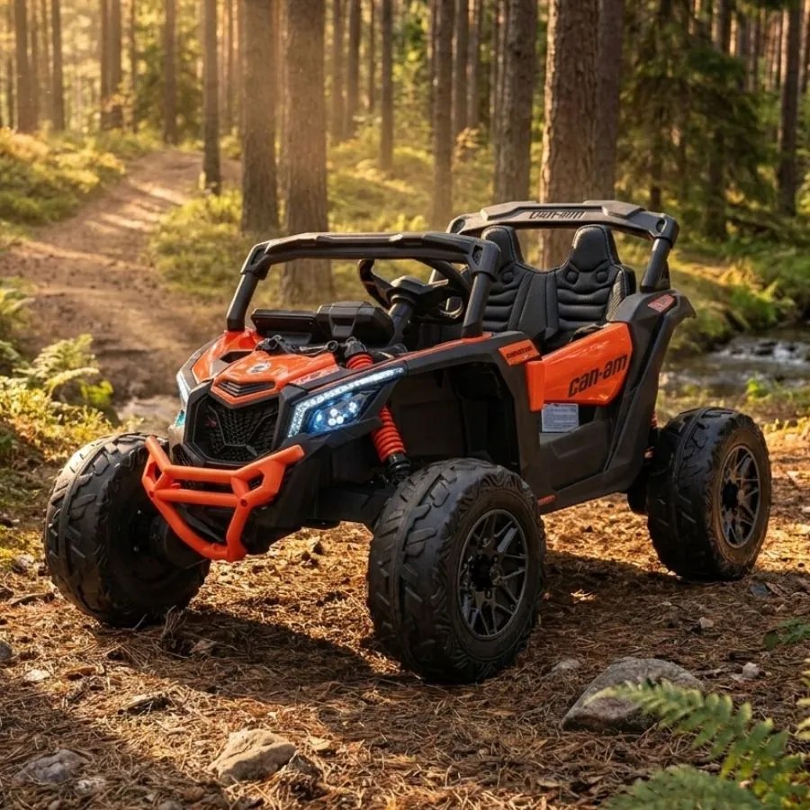 Buggy elétrico para Crianças ATV CAN-AM Maverick 24V 4x4 Rodas Espuma EVA, Assentos couro ecológico Laranja