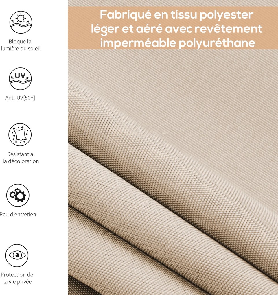 Toldo exterior enrolável de 2,5 x 1,6 m com manivela, em alumínio e poliéster de 280 g/m² com proteção UV50+, cor creme