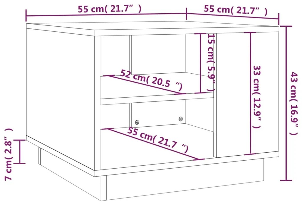 Mesa de centro 55x55x43 cm aglomerado cor sonoma cinzento