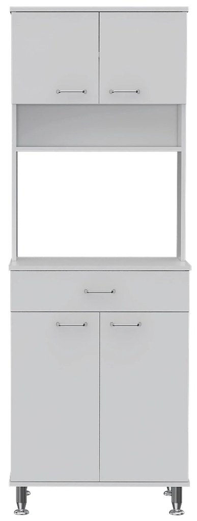 Armário cozinha Della com gaveta, 2 armários e bancada para micro-ondas, 169 x 60 x 35 cm branco