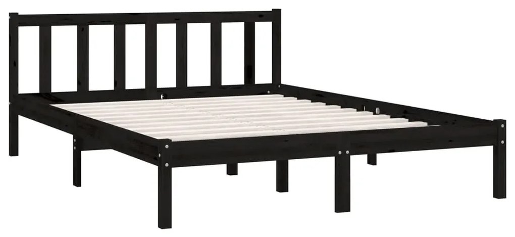 Estrutura de Cama Jane em Madeira de Pinho - 160x200 cm - Preto - Desi