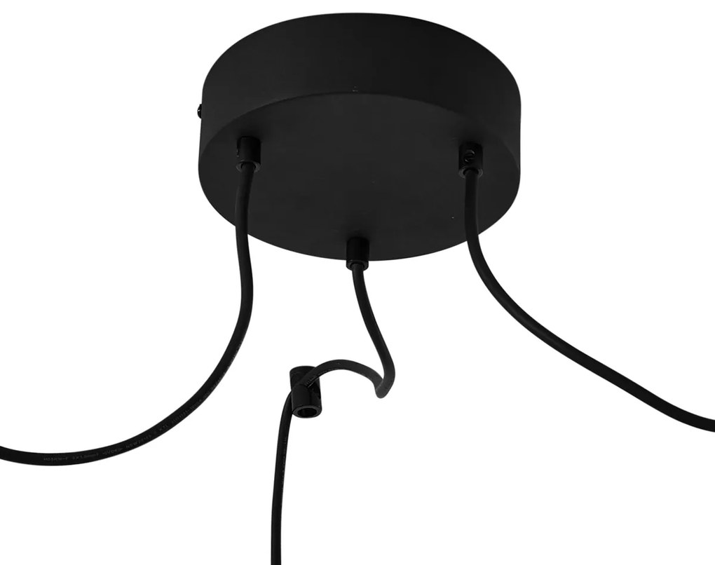 Candeeiro suspenso para exterior preto com abajures de corda bege 3-luzes IP44 - Cava Japandi