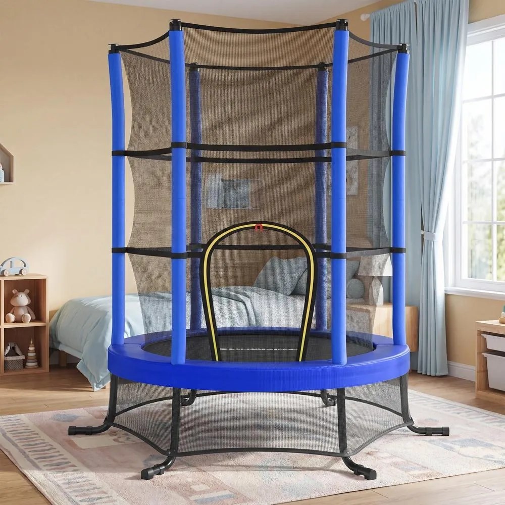 Trampolim infantil, trampolim de jardim de 174 cm com rede de segurança, Azul