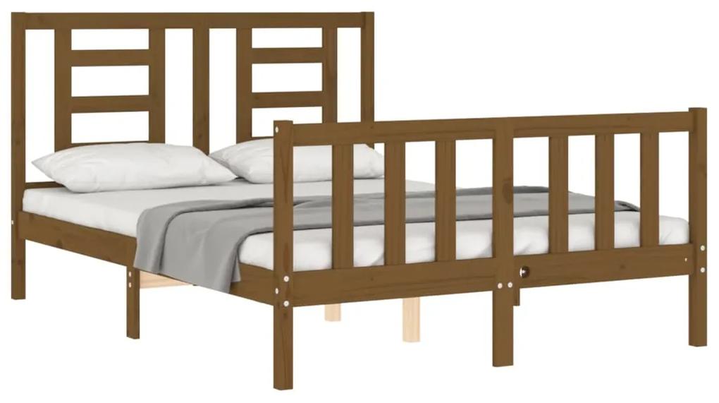 Estrutura cama casal pequena c/ cabeceira madeira castanho-mel