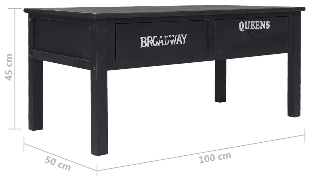 Mesa de centro 100x50x45 cm madeira preto