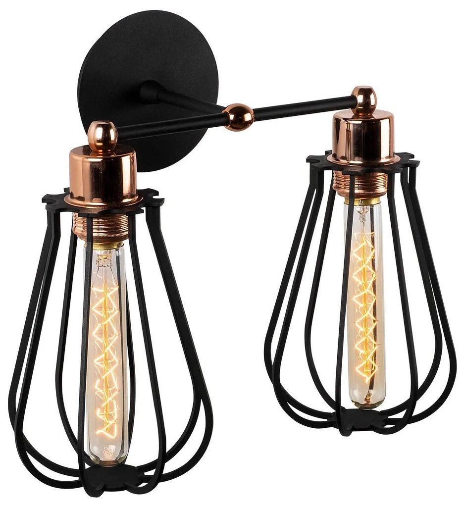 Aplique de Parede Fetiye – Preto e Bronze – 15 cm Ø