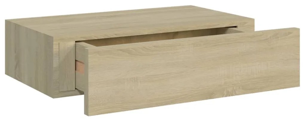 Prateleiras de parede c/ gavetas 2pcs MDF 40x23,5x10cm carvalho