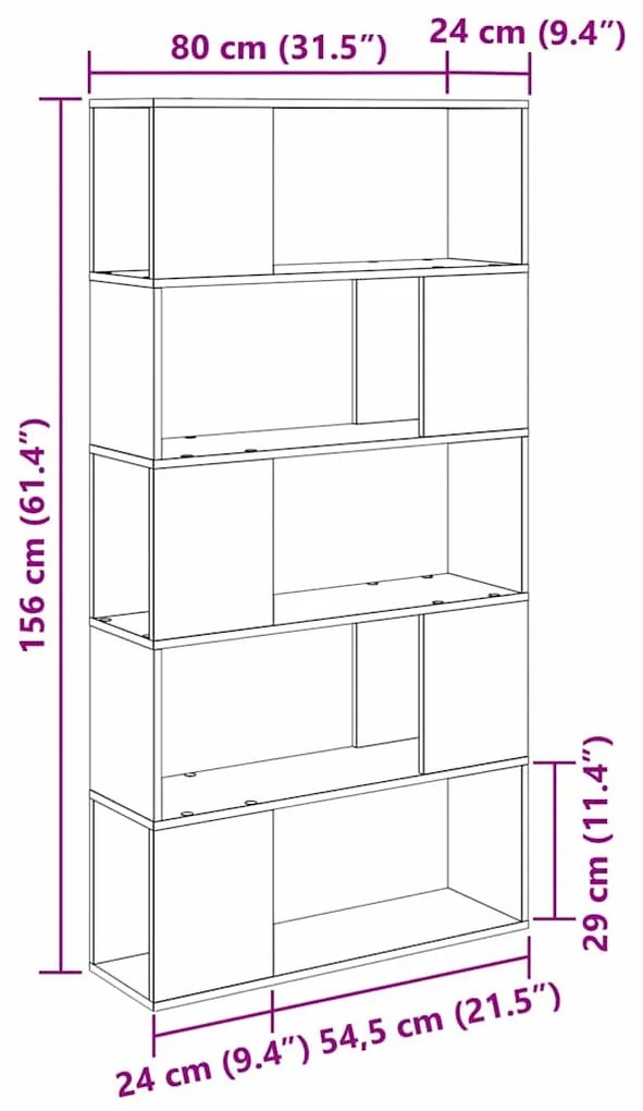 Estante de TV Carvalho Artisan MDF 80 x 24 x 155 cm Estante de TV